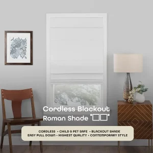 CORDLESS ROMAN SHADE BLACKOUT 33X64″